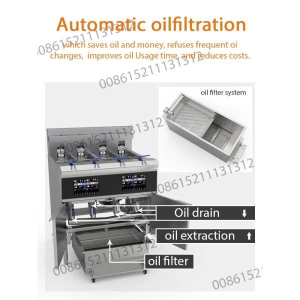 Professional Touchscreen smart panel 4tank 4baskets 28KW 304SUS Electric Chips Open Fryer