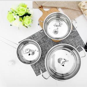 Wholesale Stainless Steel Pot Cookware 201 Set Stock Pots 18/20/26cm Soup Pot