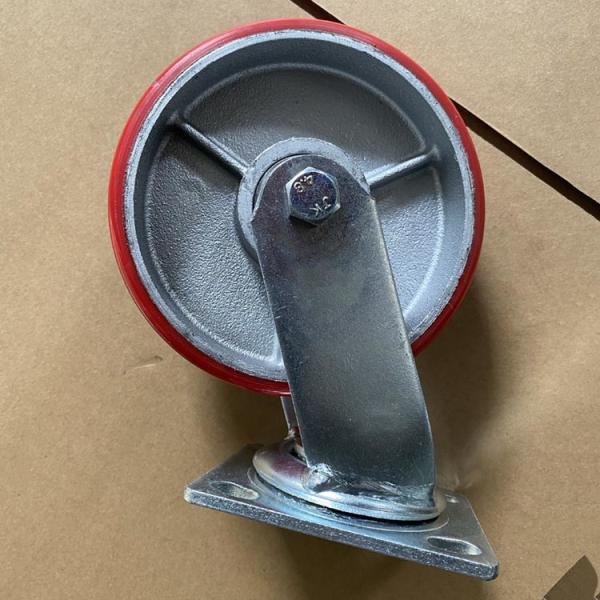 Buy Cast Iron Pu Swivel Heavy Duty Casters 6 Inch Red Solid Industrial Wheel No Marking at wholesale prices