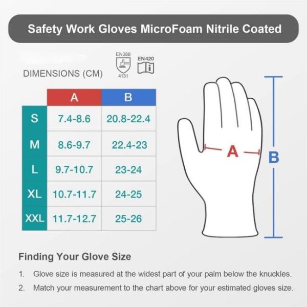 Knit Nylon Work Seamless Gloves Breathable Water Repellent XL XXL