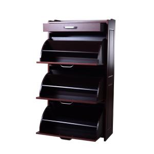 Three Layer European 120*63*30cm Melamine MDF Mirrored Shoe Cabinet