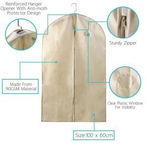 Business Black Quilted 80gsm 60x100cm Non Woven Suit Cover