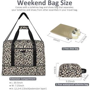 Leopard Expandable Large Weekender Overnight Waterproof Carry on Shoulder Tote