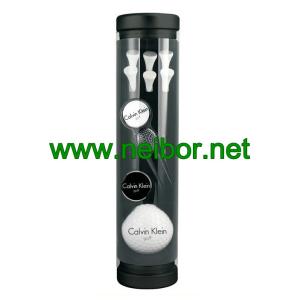 China Clear PVC PET Plastic tube paint can with metal tin lid bottom for golf ball packaging on sale