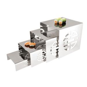 Engraving Stainless steel buffet display stand SHKT-7024,metal buffet