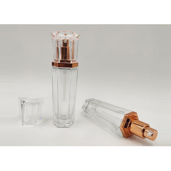 30ml 1oz Clear Glass Bottle Round / Square Multi Shapes With Lotion Pump