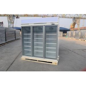 3 Door Restaurant Upright Glass Door Fridge Ventilated Cooling System For Drinks