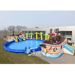 China Amazing Shark And Pirate Inflatable Water Park With Big Pool on sale