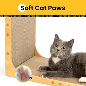 Cardboard Cat Scratcher,23 Inch L Shape Scratch Pad Wall Mounted,Vertical