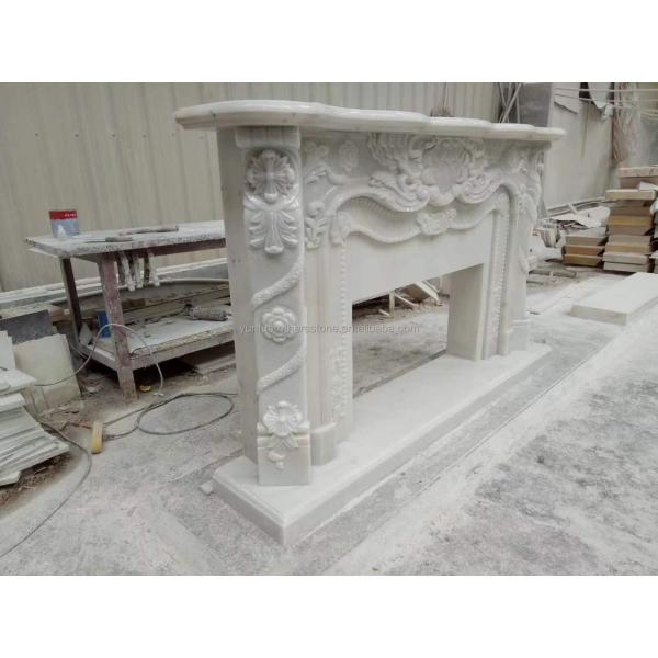 Modern Design White Marble Fireplace Surround for Wall Mounted Installation