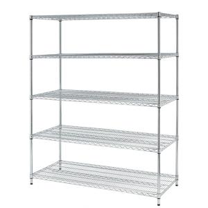 Quality BSCI factory &amp; NSF certified 4 Tier carbon steel rolling chrome wire shelving for sale