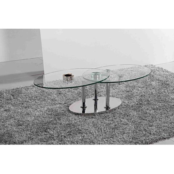Folding Modern Glass Oval Dining Table Tempered Glass Stainless Steel Frame L200xW100xH75cm