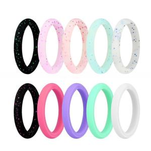 Women's Rubber Silicone Ring Inlay Technology Channel Setting Classic Sparkle