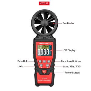 3x1.5V AAA Batteries Portable Anemometer Digital