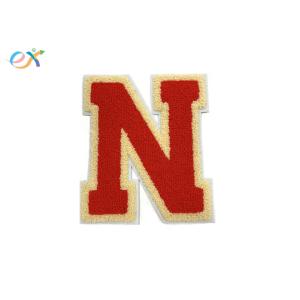 Iron On Garment Logo Letter Embroidered Badge , Chenille Embroidery Patches