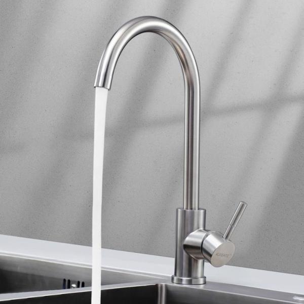 304 Stainless Steel Kitchen Sink Faucet Single Cold Universal Rotating Hot and