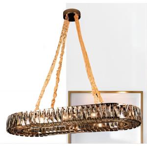 Energy Saving Smokey Gray Contemporary Crystal Chandelier Supports Customization