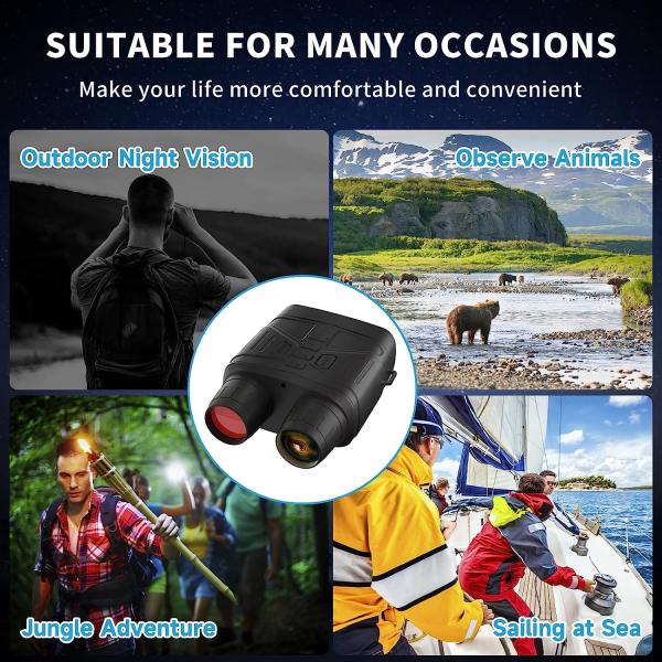 Capture Clear Photos and Videos with 4K Night Vision Binoculars 3'' Large Screen ABS
