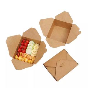 50pcs Biodegradable Kraft Paper Food Packaging 1000ml Disposable Meal Prep