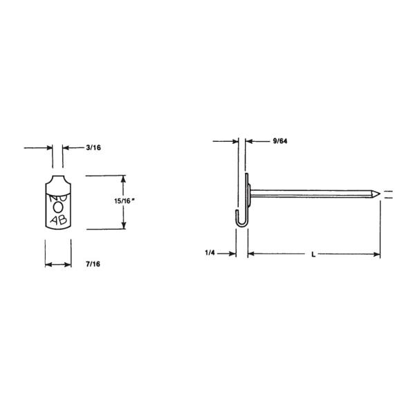 2-1 / 2" Insulation Fixing Pin, 14 Gauge Dia Stainless Steel Slim Lacing Anchors