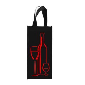 Tote Reusable Double Bottles Non Woven Wine Bags 85gsm Folding Laminated