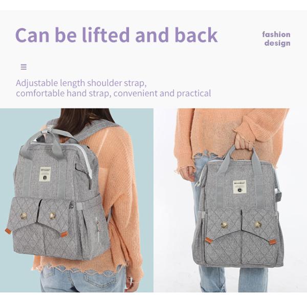 Multifunctional Mommy Diaper Bag Backpack With Trailer Buckle OEM ODM
