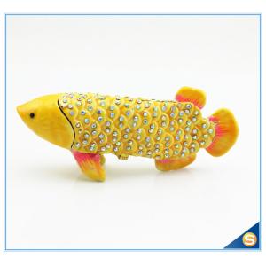 Gold Fish Shape Trinket Box With Rhinestone For Fish Trinket Box SCJ234