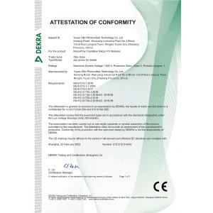 Yuyao Ollin Photovoltaic Technology Co., Ltd. Certifications