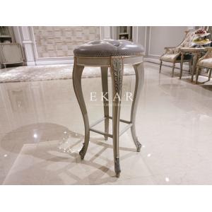Luxury Classic Wood Stool Leather Antique Bar High Chair