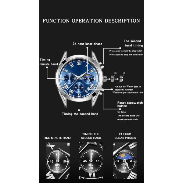 Mineral Crystal Buckle Quartz Battery Wristwatches 30m Water Resistance 12mm