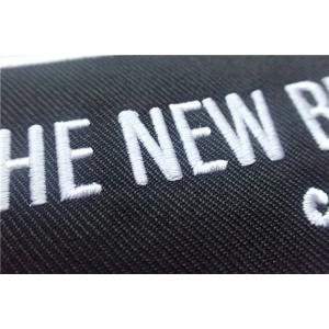 Washable Black Polyester Custom Clothing Patches / Adhesive Embroidered Patches