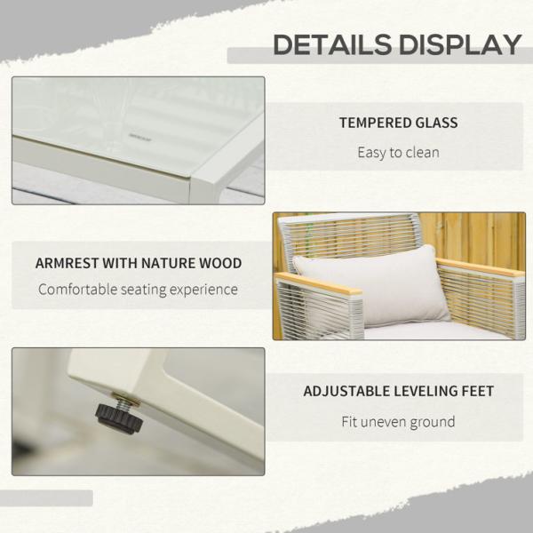 AJUNION Garden Set with Handwoven PE Rattan and Aluminum Frame W59.5 x D68.5 x H79cm