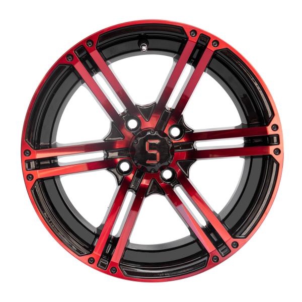Buy 14 Inch Golf Cart Aluminum Wheels Red Gloss Black 4X4 Bolt Pattern 101.6 PCD 7 Inch Wide at wholesale prices