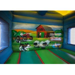12ftx18ft Farmyard Inflatable Combo , Kids Green Jumping Bounce House With Slide