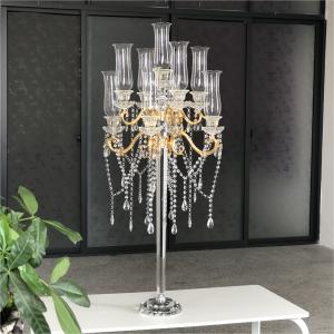 China ZT-267G New wedding gold tall crystal candelabra centerpieces on sale