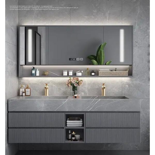 Buy Modern Bathroom Vanity Sink Cabinet Solid Wood Furniture Double Cabinet at wholesale prices