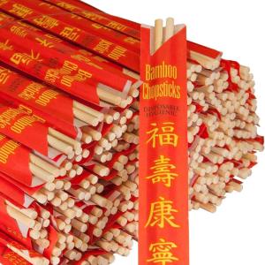China 21cm Round Bamboo Chopsticks Disposable With OPP Sleeves on sale