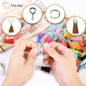 Suede Leather Metal Accessories Tassel Fringe Pendants With Caps