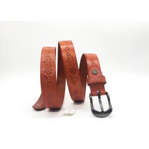 Cowhide Genuine Embossed Leather Belt For Women Gunmetal Pin Buckle