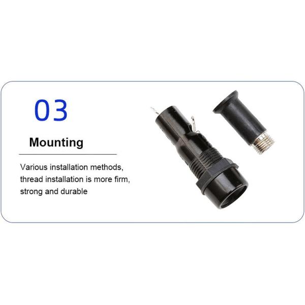 10A 250V Screw Type Cap Black MF527 5x20MM Panel Mounted Fuse Holder