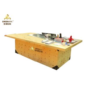 Quality Gold Color Induction Heating Rectangle Teppanyaki Grill Table 2400mm Length for sale