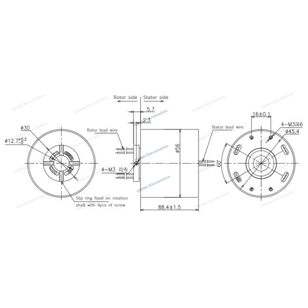 Hollow Shaft Conductive Slip Rings Collector with ID12mm For Industrial System