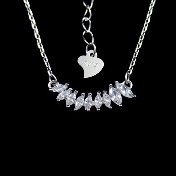 Buy Nine Diamond Shape Zircon Simple Sterling Silver Heart Necklace 16 X 5mm at wholesale prices
