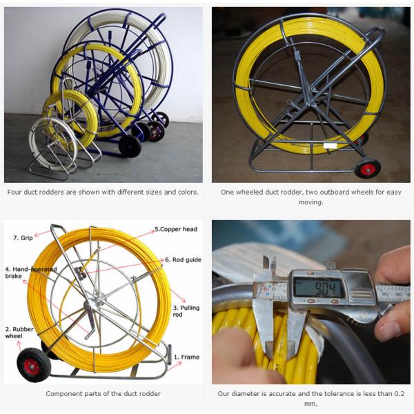 Yellow Cable Pulling Tools 10mm Cobra Conduit Duct Rods Fiberglass Duc Rod