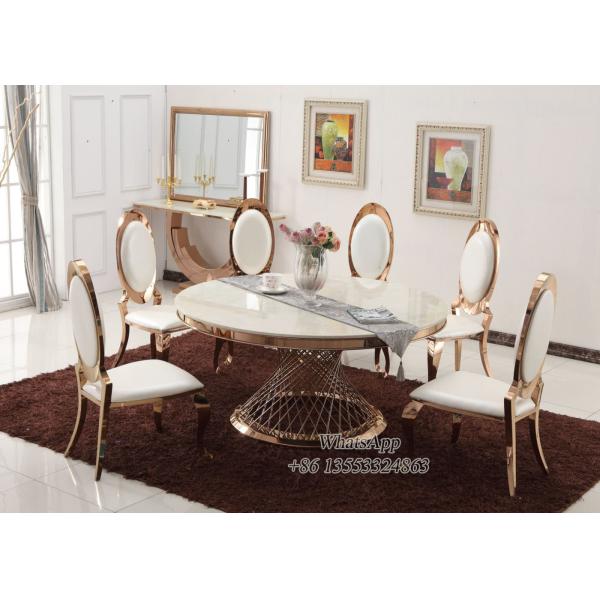 Gold Dining Room Furniture Luxury Gold Stainless Steel Dining Table with Chair For Sale (YS-4)