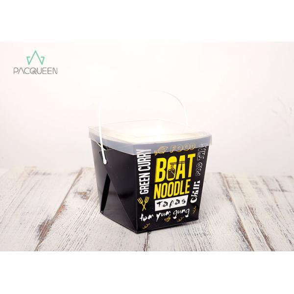 Buy Noodle Paper Takeaway Boxes With Plastic Containers / Handle Custom Printed at wholesale prices