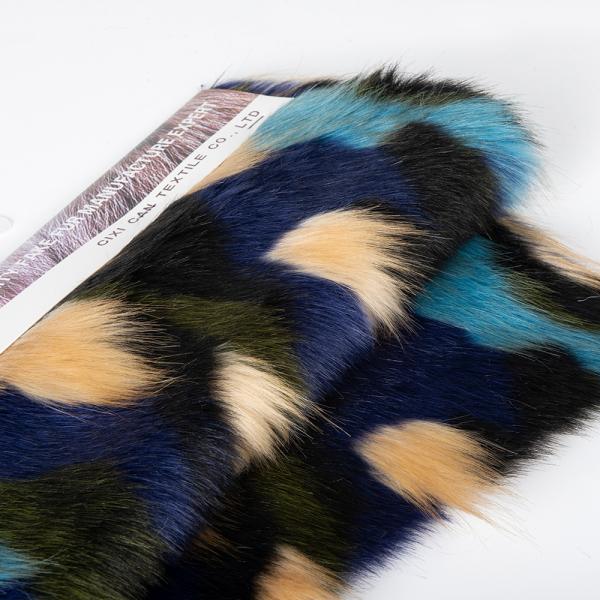 Multicolored Jacquard Artificial Fur Fabric for Sexy Beauty Clothing and Winter Wear