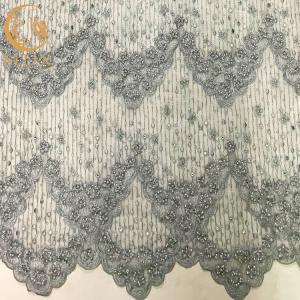 Exquisite Beaded Handmade Embroidery Lace Fabric For Evening Dress