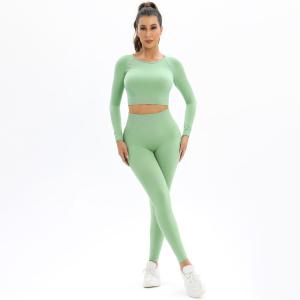 Seamless knit backless high-stretch long sleeve yoga suit sports running fitness