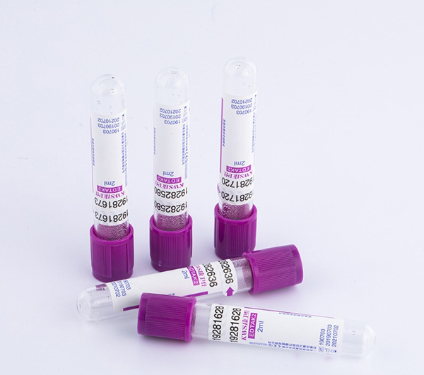 Blood Collection Tubes Vial Container Test Tubes 2ML Purple Cap Clear Glass BD Tubes 100pcs/Tray supplier